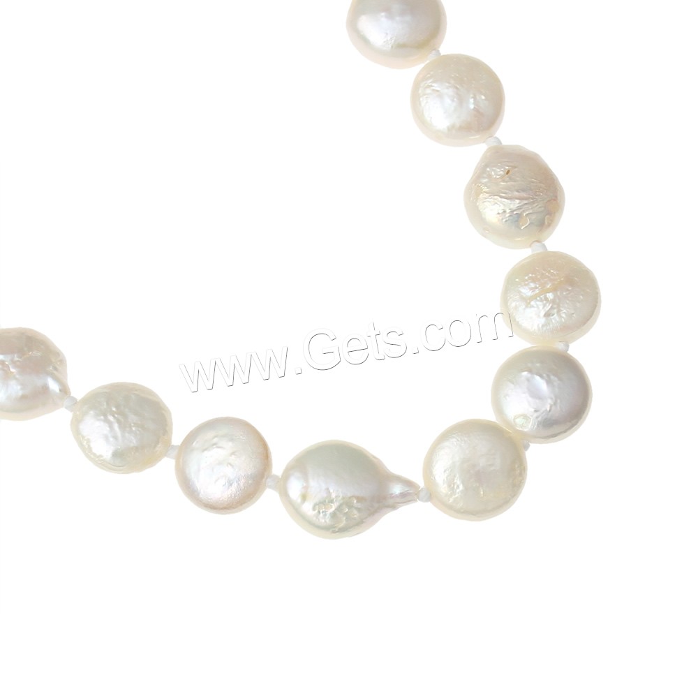 Natural Freshwater Pearl Long Necklace, Coin, different length for choice, white, 8-9mm, Sold By Strand