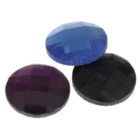 Faceted Glass Cabochon, Flat Round, flat back 