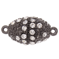 Zinc Alloy Magnetic Clasp, Oval, with rhinestone & single-strand Approx 1mm 