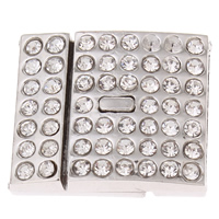 Zinc Alloy Magnetic Clasp, Rectangle, plated, with rhinestone Approx 
