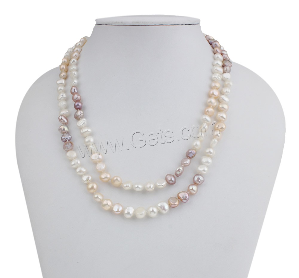 Natural Freshwater Pearl Long Necklace, Keshi, different length for choice, multi-colored, 7-8mm, Sold By Strand