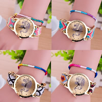 Braided Friendship Watch, Zinc Alloy, with Wool & Glass, Chinese movement, gold color plated, woven pattern 38mm Approx 9.8 Inch 