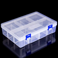 Plastic Bead Container, Rectangle, transparent & 8 cells 