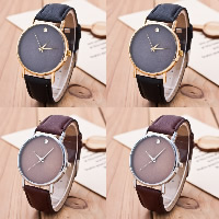 Unisex Wrist Watch, Zinc Alloy, with PU Leather & Glass, plated 40mm Approx 9.4 Inch 