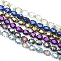 Oval Crystal Beads, Flat Oval, colorful plated, faceted Approx 1mm Approx 27.5 Inch, Approx 