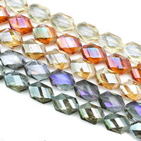 Mode Kristall Perlen, Achteck, bunte Farbe plattiert, facettierte, mehrere Farben vorhanden, 25x18x11mm, Bohrung:ca. 1mm, Länge:ca. 23.5 ZollInch, ca. 25PCs/Strang, verkauft von Strang