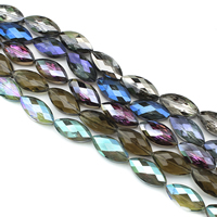 Mode Kristall Perlen, Pferdeauge, bunte Farbe plattiert, facettierte, mehrere Farben vorhanden, 12x24x9mm, Bohrung:ca. 1mm, Länge:ca. 27.5 ZollInch, ca. 30PCs/Strang, verkauft von Strang
