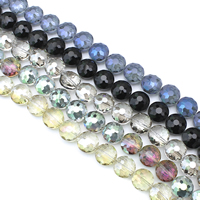 Flache runde Kristall Perlen, Twist, bunte Farbe plattiert, facettierte, mehrere Farben vorhanden, 14x10mm, Bohrung:ca. 1.5mm, Länge:ca. 27 ZollInch, ca. 50PCs/Strang, verkauft von Strang