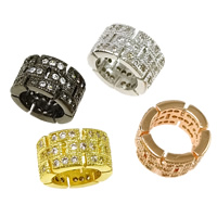 Cubic Zirconia Micro Pave Brass Beads, Column, plated, micro pave cubic zirconia Approx 6mm 