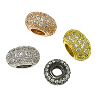 Cubic Zirconia Micro Pave Brass Beads, Rondelle, plated & micro pave cubic zirconia 