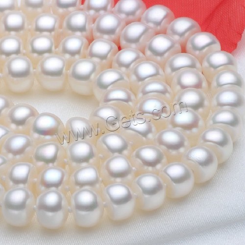 De agua dulce naturales collar de perlas largo, Perlas cultivadas de agua dulce, Cúpula, longitud diferente para la opción, Blanco, 7-8mm, Vendido por Sarta
