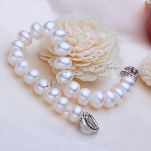 Cultured Freshwater Pearl Bracelets, brass foldover clasp, Dome, natural, different size for choice, white, Length:Approx 7 Inch, Sold By Strand