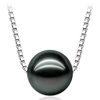 タヒチ真珠ペンダント, タヒチ真珠, ラウンド形, 天然, ペンダントやビーズとして使用することができます。 & 異なるサイズの選択, ブラック, 穴:約 2-3mm, 売り手 ストランド