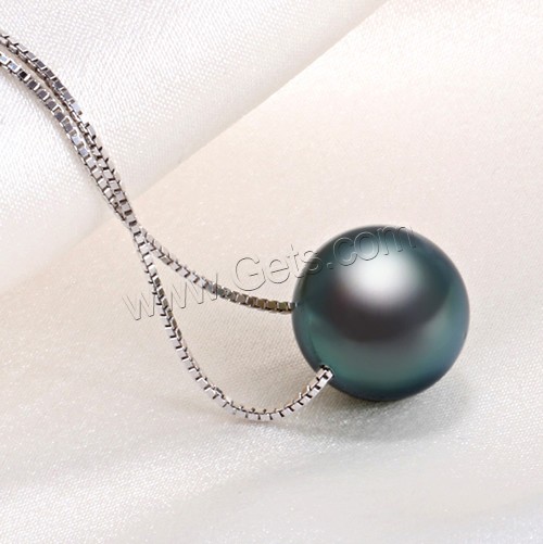 Tahitian perlas Colgante, Perlas de Tahití, Esférico, natural, puede usarse como colgante o abalorio & diverso tamaño para la opción, Negro, agujero:aproximado 2-3mm, Vendido por Sarta