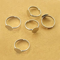 metal base almohadilla para anillos, chapado en color de platina, ajustable, 10mm, tamaño:6, 50PCs/Bolsa, Vendido por Bolsa
