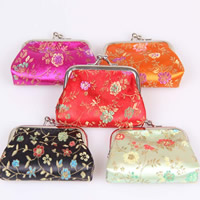 Coin Purse, Silk, with Iron, Trapezium, mixed colors 