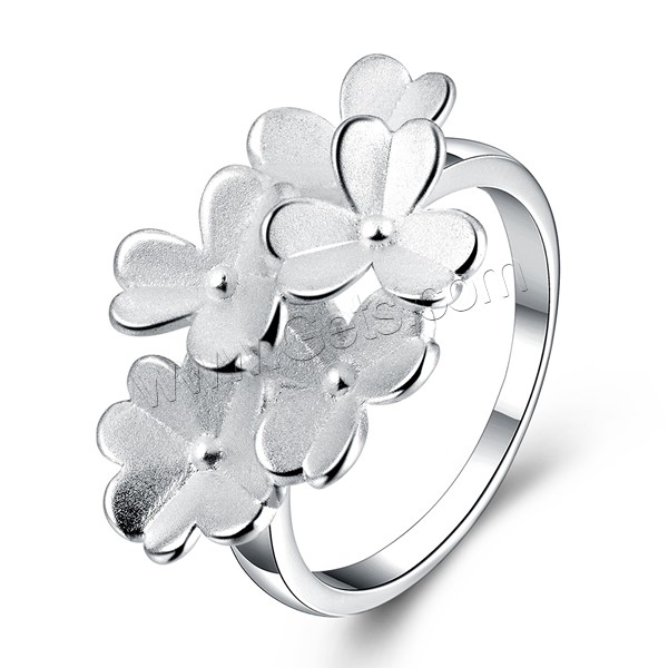 Favourer ® палец кольцо, Латунь, Форма цветка, плакированный настоящим серебром, разный размер для выбора, 17x26mm, продается PC