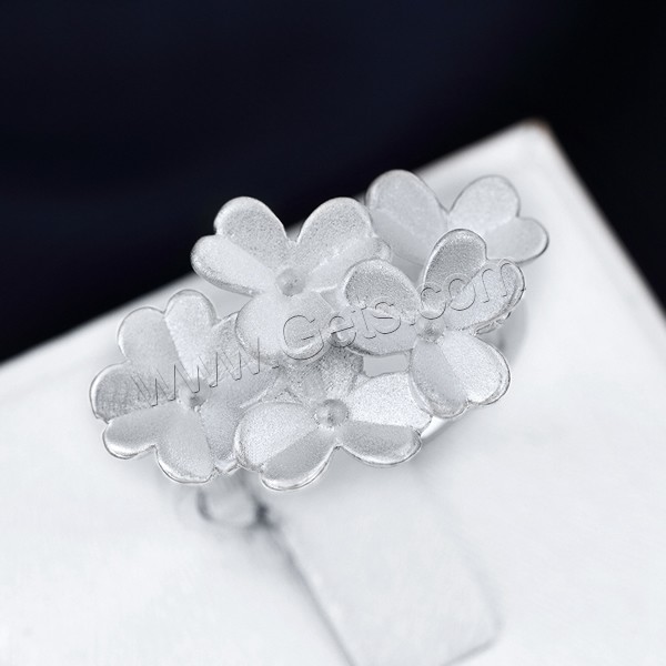 Favourer ® палец кольцо, Латунь, Форма цветка, плакированный настоящим серебром, разный размер для выбора, 17x26mm, продается PC