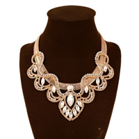 Rhinestone Zinc Alloy Necklace, with Crystal, with 7.5cm extender chain, gold color plated, faceted & with rhinestone, nickel, lead & cadmium free, 70mm Approx 19 Inch 