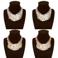 ABS Plastic Pearl Necklace, with Iron, with 7cm extender chain, plated, twist oval chain 60mm Approx 16 Inch 
