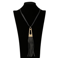 Искусственная кожа Свитер ожерелье, с Хлопковое белье & цинковый сплав, плакирован золотом, 4-стренги, 200mm, длина:Приблизительно 28 дюймовый, продается Strand