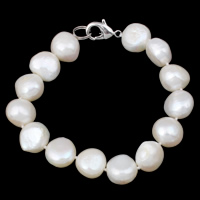 Cultured Freshwater Pearl Bracelets, brass clasp, Baroque, natural white, 12-16mm Approx 7.5 Inch 