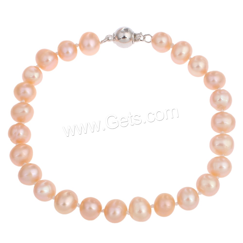 Cultured Freshwater Pearl Bracelets, brass clasp, different styles for choice, more colors for choice, 8~9mm, Length:8.5 Inch, Sold By Strand