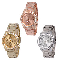 Bracelets de montre pour femmes, acier inoxydable, avec verre & alliage de zinc, mouvement chinoise, Placage, imperméable & avec strass, plus de couleurs à choisir 20mm Environ 9.1 pouce, Vendu par PC