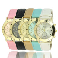Bracelets de montre pour femmes, alliage de zinc, avec cuir PU & verre, mouvement chinoise, Placage, réglable & imperméable, plus de couleurs à choisir 20mm Environ 9.4 pouce, Vendu par PC