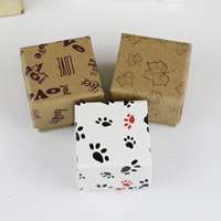 Cartón Caja para un anillo solo, con Kraft, Cuadrado, diferentes patrones para la opción, 50x50x33mm, Vendido por UD