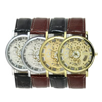 Unisex Wrist Watch, Zinc Alloy, with PU Leather & Glass, Chinese movement, plated, adjustable 20mm Approx 9.4 Inch 