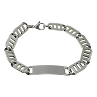 Stainless Steel ID Plate Bracelet, valentino chain, original color Approx 8.5 Inch 