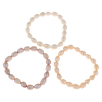 Pulseras de la perla, Perlas cultivadas de agua dulce, Arroz, natural, más colores para la opción, 8-9mm, longitud:aproximado 7.5 Inch, Vendido por Sarta