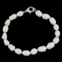 Cultured Freshwater Pearl Bracelets, brass clasp, Keshi, natural white, 7-8mm Approx 7.5 Inch 