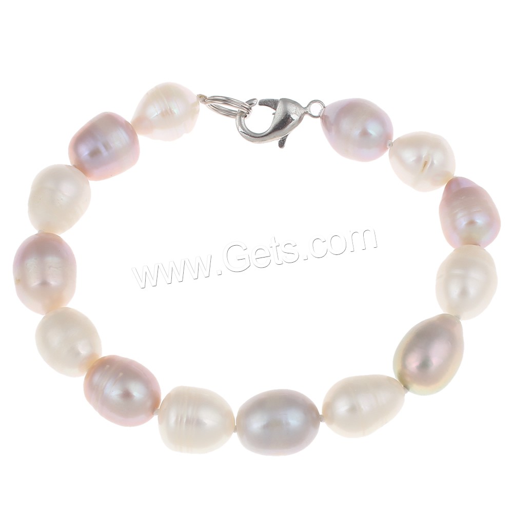 Cultured Freshwater Pearl Bracelets, brass clasp, Rice, natural, different styles for choice, more colors for choice, 10-11mm, Length:Approx 7.5 Inch, Sold By Strand