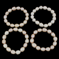Pulseras de la perla, Perlas cultivadas de agua dulce, Patata, natural, más colores para la opción, 11-12mm, longitud:aproximado 7.5 Inch, Vendido por Sarta
