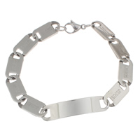 Нержавеющая сталь ID Plate браслет, нержавеющая сталь, Это слово, Валентино цепь, оригинальный цвет длина:Приблизительно 8.5 дюймовый, продается Strand
