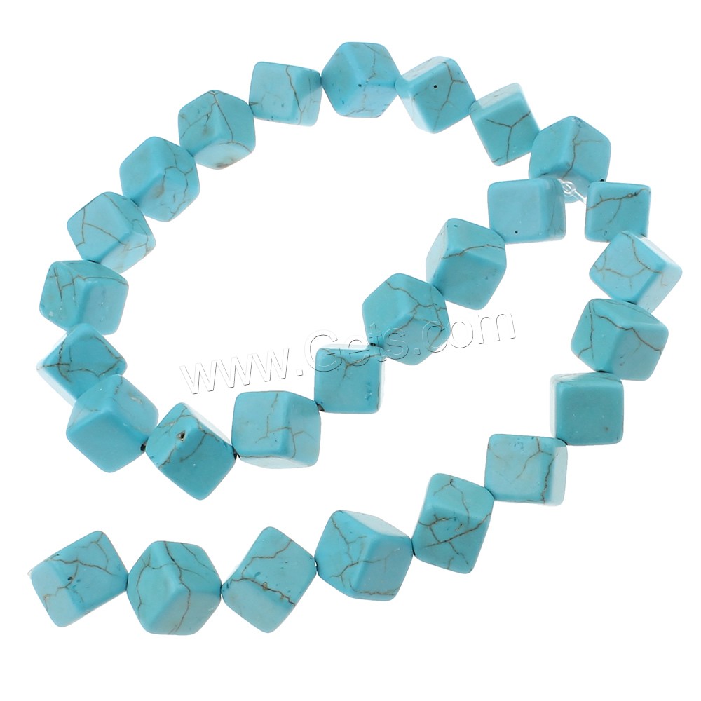 Synthetic Turquoise Beads, Cube, different size for choice, blue, Hole:Approx 1.5mm, Length:Approx 15 Inch, Sold By Strand