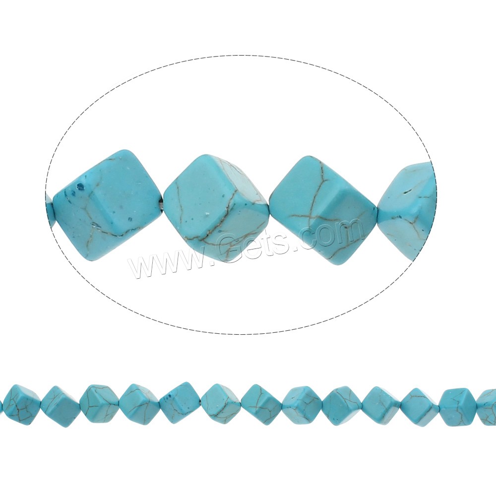 Perles en Turquoise synthétiques, cube, normes différentes pour le choix, bleu, Trou:Environ 1.5mm, Longueur:Environ 15 pouce, Vendu par brin