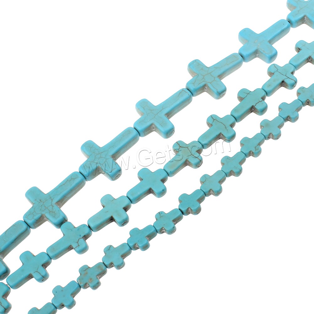 Synthetische Türkis Perlen, Kreuz, verschiedene Größen vorhanden, blau, Bohrung:ca. 1.5mm, Länge:ca. 15 ZollInch, verkauft von Strang