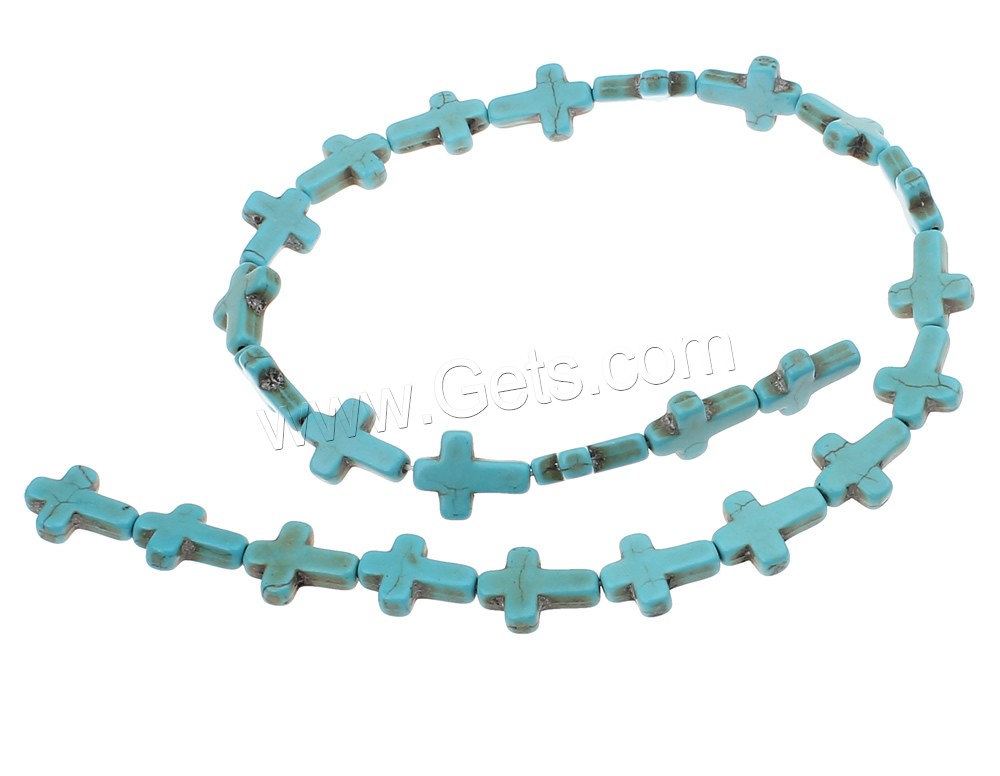 Perles en Turquoise synthétiques, croix, normes différentes pour le choix, bleu, Trou:Environ 1.5mm, Longueur:Environ 15 pouce, Vendu par brin