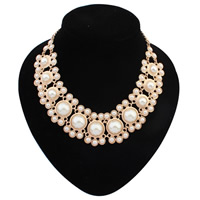 Plastic Pearl Necklace, Zinc Alloy, with ABS Plastic Pearl & iron chain, with 5cm extender chain, gold color plated, twist oval chain, nickel, lead & cadmium free, 36mm Approx 19.5 Inch 