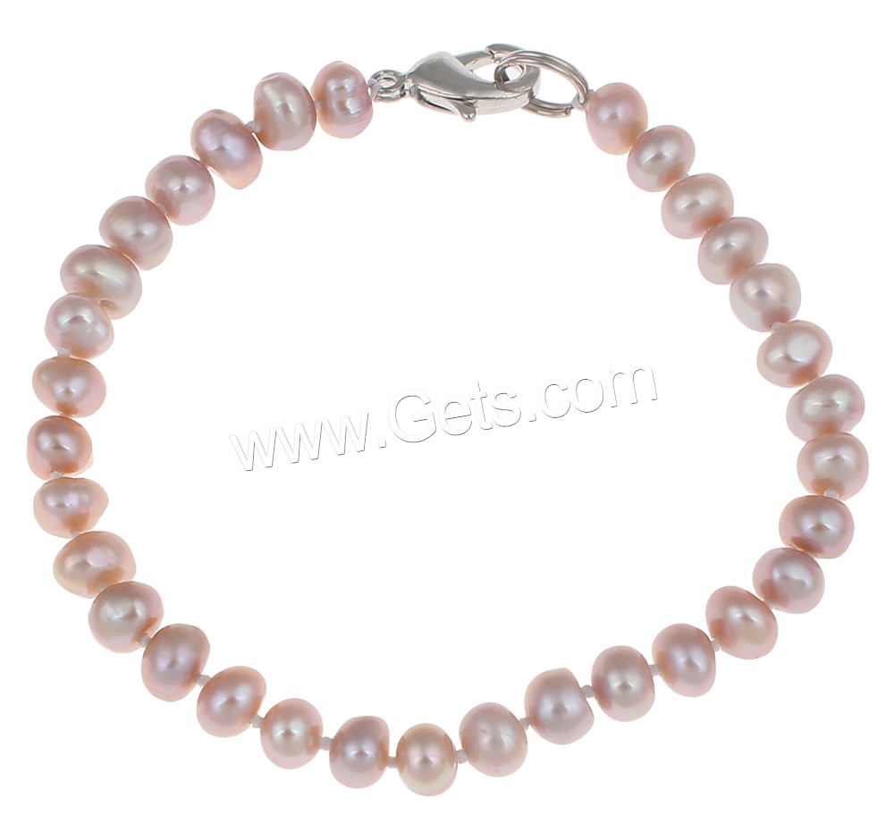 Cultured Freshwater Pearl Bracelets, brass clasp, Button, natural, different styles for choice, more colors for choice, 6-7mm, Length:Approx 7.5 Inch, Sold By Strand