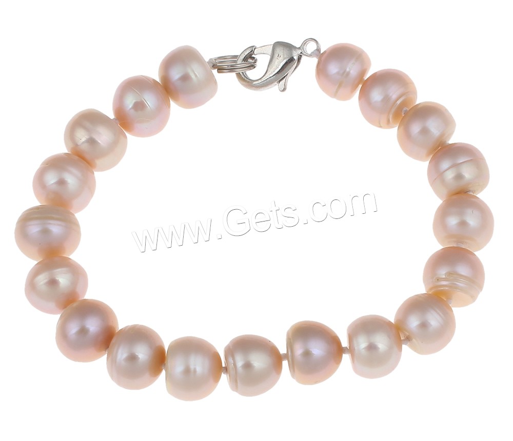 Cultured Freshwater Pearl Bracelets, brass clasp, Button, natural, different styles for choice, more colors for choice, 10-11mm, Length:Approx 7.5 Inch, Sold By Strand