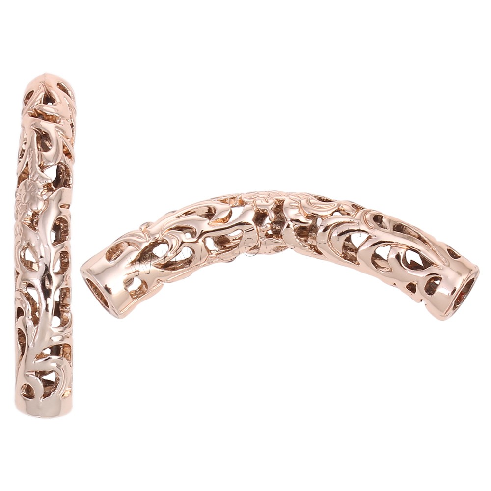 Zinc Alloy Tube Beads, Curved Tube, real rose gold plated, hollow, nickel, lead & cadmium free Approx 4mm 