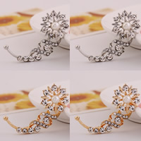 Earring Cuff and Wraps, Zinc Alloy, with ABS Plastic Pearl, Flower, plated, with rhinestone nickel, lead & cadmium free 