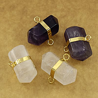 Connecteur de quartz, laiton, avec Cristal naturel, Placage de couleur d'or, boucle de 1/1, plus de couleurs à choisir Environ 2.5mm, Vendu par PC
