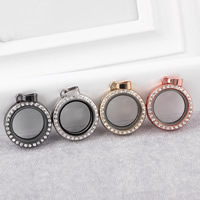Zinc Alloy Floating Locket Pendant Frame, with Glass, Flat Round, plated, with rhinestone nickel, lead & cadmium free Approx 2-5mm 