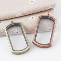 Zinc Alloy Floating Locket Pendant Frame, with Glass, Rectangle, plated nickel, lead & cadmium free Approx 2-5mm 