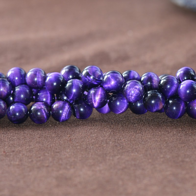 Tiger Eye Beads, Round, natural, different size for choice, purple, Hole:Approx 1mm, Length:Approx 15.5 Inch, Sold By Strand